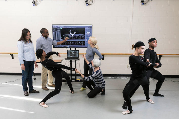 Through a Summer Team Impact Project, the Department of Bioengineering and the School of Dance collaborated on research into sensorimotor learning. Colleagues from the Department of Psychology and Mason's SMART Lab also participated.