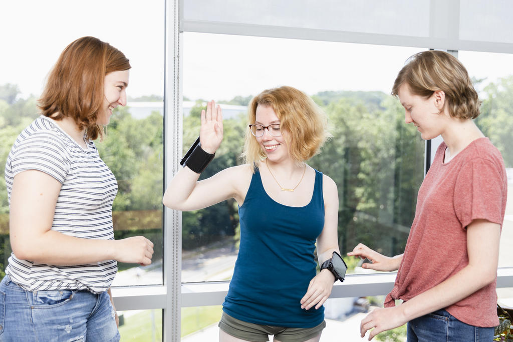 Jesse McCandlish, Ariana Havens and Allison Dockson are part of a summer research project on automatic multimodal sign language recognition.